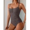 imageB2prity One Piece Swimsuit for Women Tummy Control Retro Bathing Suit Button Up Slimming SwimwearCoffee Brown