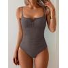 imageB2prity One Piece Swimsuit for Women Tummy Control Retro Bathing Suit Button Up Slimming SwimwearCoffee Brown