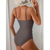 imageB2prity One Piece Swimsuit for Women Tummy Control Retro Bathing Suit Button Up Slimming SwimwearCoffee Brown