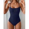 imageB2prity One Piece Swimsuit for Women Tummy Control Retro Bathing Suit Button Up Slimming SwimwearNavy Blue