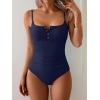 imageB2prity One Piece Swimsuit for Women Tummy Control Retro Bathing Suit Button Up Slimming SwimwearNavy Blue