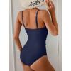 imageB2prity One Piece Swimsuit for Women Tummy Control Retro Bathing Suit Button Up Slimming SwimwearNavy Blue