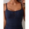 imageB2prity One Piece Swimsuit for Women Tummy Control Retro Bathing Suit Button Up Slimming SwimwearNavy Blueribbed
