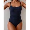 imageB2prity One Piece Swimsuit for Women Tummy Control Retro Bathing Suit Button Up Slimming SwimwearNavy Blueribbed