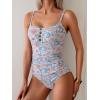 imageB2prity One Piece Swimsuit for Women Tummy Control Retro Bathing Suit Button Up Slimming SwimwearOrange Floral Print