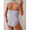 imageB2prity One Piece Swimsuit for Women Tummy Control Retro Bathing Suit Button Up Slimming SwimwearOrange Floral Print