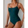 imageB2prity One Piece Swimsuit for Women Tummy Control Retro Bathing Suit Button Up Slimming SwimwearPeacock Green
