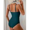 imageB2prity One Piece Swimsuit for Women Tummy Control Retro Bathing Suit Button Up Slimming SwimwearPeacock Green
