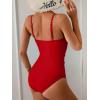 imageB2prity One Piece Swimsuit for Women Tummy Control Retro Bathing Suit Button Up Slimming SwimwearRed