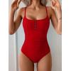 imageB2prity One Piece Swimsuit for Women Tummy Control Retro Bathing Suit Button Up Slimming SwimwearRed