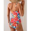 imageB2prity One Piece Swimsuit for Women Tummy Control Retro Bathing Suit Button Up Slimming SwimwearRed Floral Print
