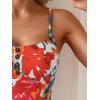 imageB2prity One Piece Swimsuit for Women Tummy Control Retro Bathing Suit Button Up Slimming SwimwearRed Floral Print