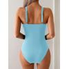 imageB2prity One Piece Swimsuit for Women Tummy Control Slimming Bathing Suit Deep V Neck Ruched Swim Suit Push Up SwimwearBaby Blue