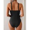 imageB2prity One Piece Swimsuit for Women Tummy Control Slimming Bathing Suit Deep V Neck Ruched Swim Suit Push Up SwimwearBlack