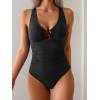 imageB2prity One Piece Swimsuit for Women Tummy Control Slimming Bathing Suit Deep V Neck Ruched Swim Suit Push Up SwimwearBlack