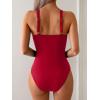imageB2prity One Piece Swimsuit for Women Tummy Control Slimming Bathing Suit Deep V Neck Ruched Swim Suit Push Up SwimwearRed
