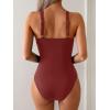 imageB2prity One Piece Swimsuit for Women Tummy Control Slimming Bathing Suit Deep V Neck Ruched Swim Suit Push Up SwimwearRed Brown