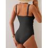 imageB2prity One Piece Swimsuit for Women Tummy Control Slimming Bathing Suit Deep V Neck Ruched Swim Suit Push Up SwimwearRibbed black
