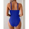 imageB2prity One Piece Swimsuit for Women Tummy Control Slimming Bathing Suit Deep V Neck Ruched Swim Suit Push Up SwimwearRoyal Blue