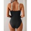 imageB2prity One Piece Swimsuit for Women Tummy Control Slimming Bathing Suit Deep V Neck Ruched Swim Suit Push Up SwimwearWhite black