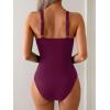 imageB2prity One Piece Swimsuit for Women Tummy Control Slimming Bathing Suit Deep V Neck Ruched Swim Suit Push Up SwimwearWine Red