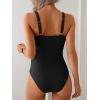 imageB2prity Womens One Piece Swimsuit Tummy Control Slimming Bathing Suit V Neck Swim Suit Color Block Tie Side SwimwearBlack