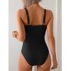 imageB2prity Womens One Piece Swimsuit Tummy Control Slimming Bathing Suit V Neck Swim Suit Color Block Tie Side SwimwearBlack white
