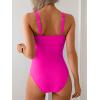 imageB2prity Womens One Piece Swimsuit Tummy Control Slimming Bathing Suit V Neck Swim Suit Color Block Tie Side SwimwearPink Block