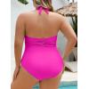 imageB2prity Womens Plus Size One Piece Swimsuit Tummy Control Ruched Slimming Bathing Suit Halter V Neck SwimwearHot Pink