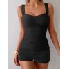 imageB2prity Womens Tankini Swimsuit Tummy Control Ruched Two Piece Bathing Suit Push Up Modest Swim Suits with ShortsBlack