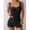 imageB2prity Womens Tankini Swimsuit Tummy Control Ruched Two Piece Bathing Suit Push Up Modest Swim Suits with ShortsBlack
