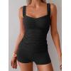 imageB2prity Womens Tankini Swimsuit Tummy Control Ruched Two Piece Bathing Suit Push Up Modest Swim Suits with ShortsBlack