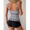 imageB2prity Womens Tankini Swimsuit Tummy Control Ruched Two Piece Bathing Suit Push Up Modest Swim Suits with ShortsBlack White Print