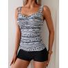 imageB2prity Womens Tankini Swimsuit Tummy Control Ruched Two Piece Bathing Suit Push Up Modest Swim Suits with ShortsBlack White Print