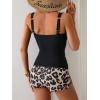 imageB2prity Womens Tankini Swimsuit Tummy Control Ruched Two Piece Bathing Suit Push Up Modest Swim Suits with ShortsBlack leopard Print