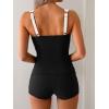 imageB2prity Womens Tankini Swimsuit Tummy Control Ruched Two Piece Bathing Suit Push Up Modest Swim Suits with ShortsBlack white
