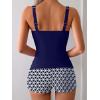 imageB2prity Womens Tankini Swimsuit Tummy Control Ruched Two Piece Bathing Suit Push Up Modest Swim Suits with ShortsDark Blue print