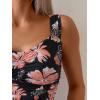 imageB2prity Womens Tankini Swimsuit Tummy Control Ruched Two Piece Bathing Suit Push Up Modest Swim Suits with ShortsFloral black