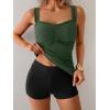 imageB2prity Womens Tankini Swimsuit Tummy Control Ruched Two Piece Bathing Suit Push Up Modest Swim Suits with ShortsGreen black