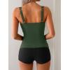 imageB2prity Womens Tankini Swimsuit Tummy Control Ruched Two Piece Bathing Suit Push Up Modest Swim Suits with ShortsGreen black