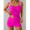 imageB2prity Womens Tankini Swimsuit Tummy Control Ruched Two Piece Bathing Suit Push Up Modest Swim Suits with ShortsHot Pink pink