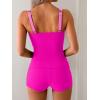 imageB2prity Womens Tankini Swimsuit Tummy Control Ruched Two Piece Bathing Suit Push Up Modest Swim Suits with ShortsHot Pink pink