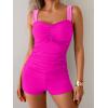 imageB2prity Womens Tankini Swimsuit Tummy Control Ruched Two Piece Bathing Suit Push Up Modest Swim Suits with ShortsHot Pink pink