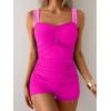 imageB2prity Womens Tankini Swimsuit Tummy Control Ruched Two Piece Bathing Suit Push Up Modest Swim Suits with ShortsHot Pink pink