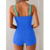 imageB2prity Womens Tankini Swimsuit Tummy Control Ruched Two Piece Bathing Suit Push Up Modest Swim Suits with ShortsLight Blue light Green