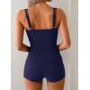 imageB2prity Womens Tankini Swimsuit Tummy Control Ruched Two Piece Bathing Suit Push Up Modest Swim Suits with ShortsNavy Blue