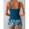 imageB2prity Womens Tankini Swimsuit Tummy Control Ruched Two Piece Bathing Suit Push Up Modest Swim Suits with ShortsPeacock Blue  Print