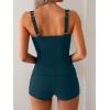 imageB2prity Womens Tankini Swimsuit Tummy Control Ruched Two Piece Bathing Suit Push Up Modest Swim Suits with ShortsPeacock Green
