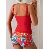 imageB2prity Womens Tankini Swimsuit Tummy Control Ruched Two Piece Bathing Suit Push Up Modest Swim Suits with ShortsRed red Floral
