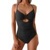 imageB2prity One Piece Swimsuit Tummy Control Cutout Bathing Suit for Women Ruched V Neck Push up SwimwearBlack